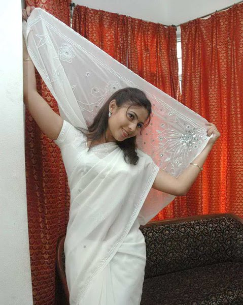saira looking cool in white saree photo gallery